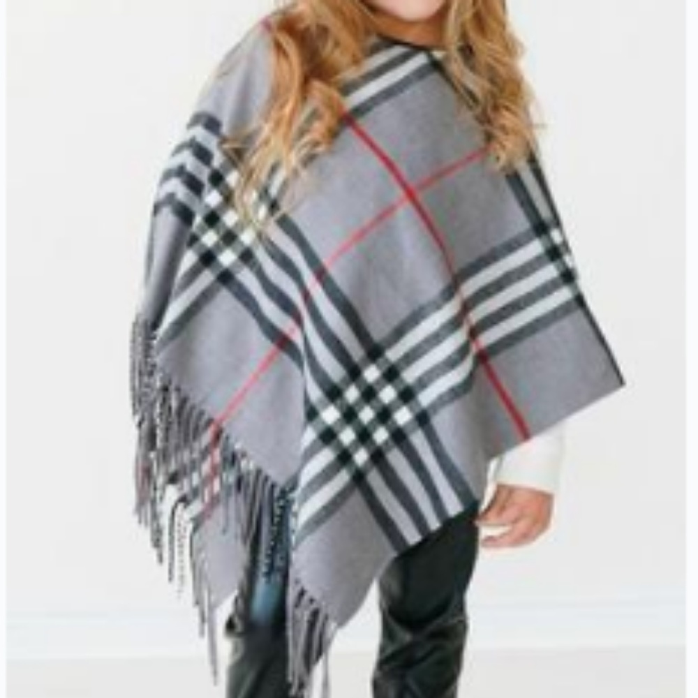 Burberry Style Little Girls Poncho